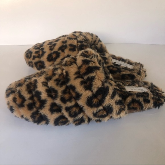 Madewell Quilted Scuff Slippers in Leopard Recycled Faux Fur Size 9 - Picture 5 of 15